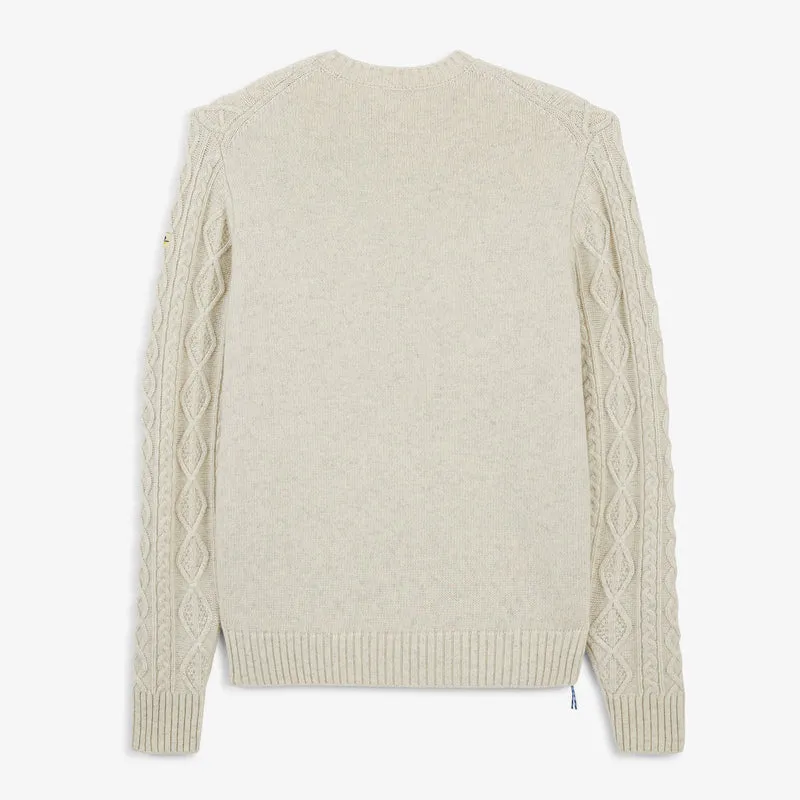 Pull torsadé laine col rond beige sable Médéric SBPLAY