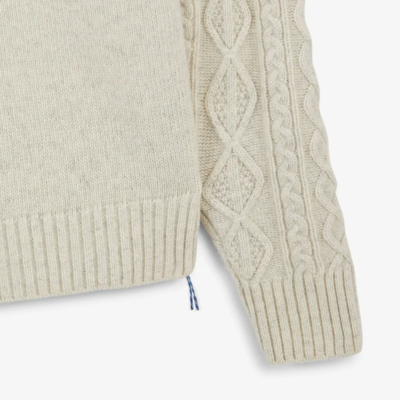 Pull torsadé laine col rond beige sable Médéric SBPLAY
