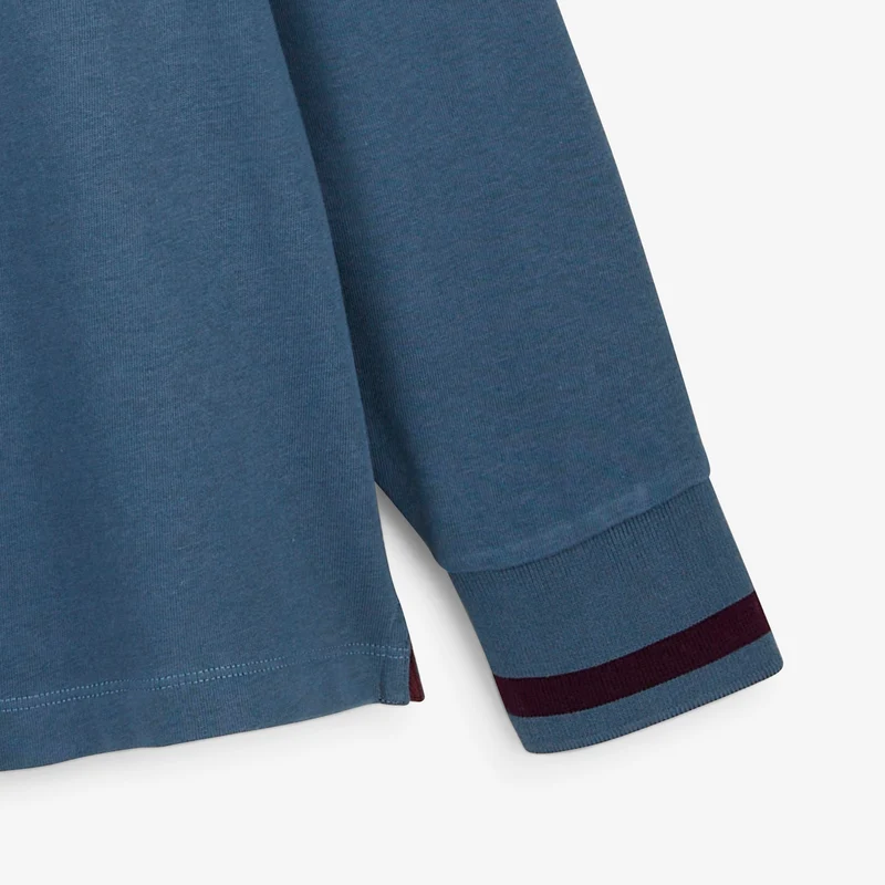 Polo rugby manches longues coton bleu BLANCO BIARRITZ
