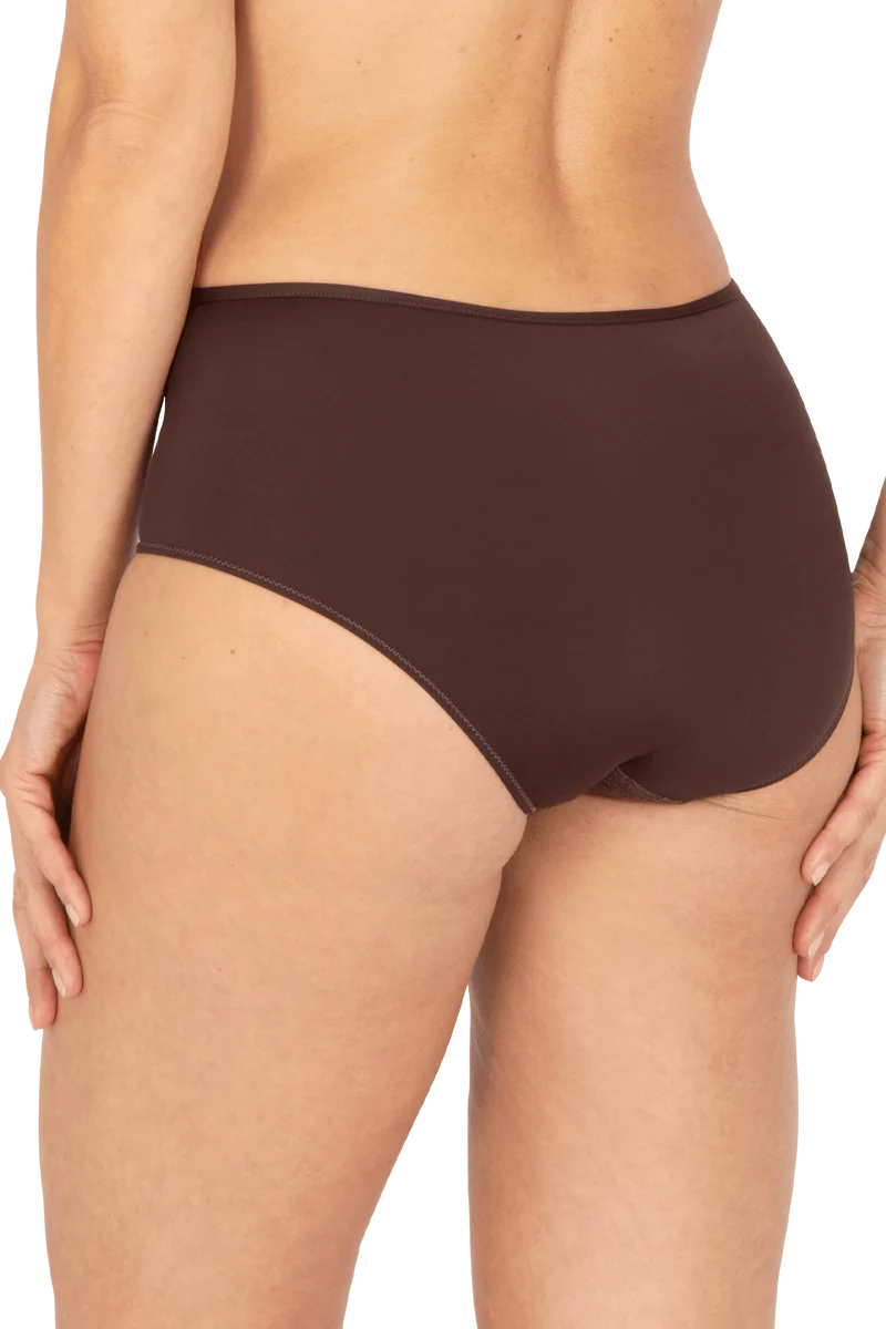Shorty en dentelle et microfibre L'irrésistible - Châtaigne
