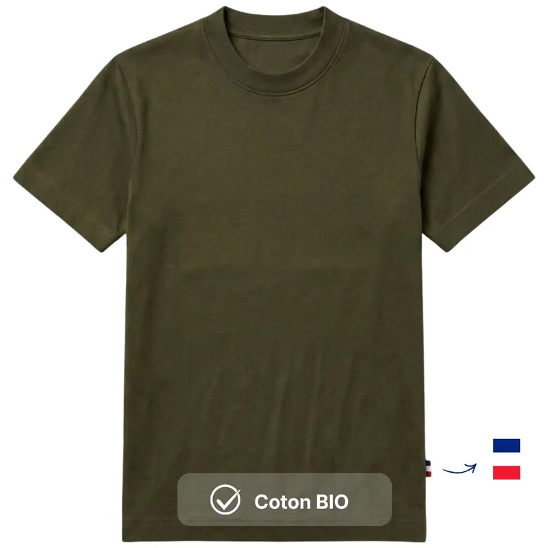 T-Shirt Homme Interlock Kaki en Coton Bio