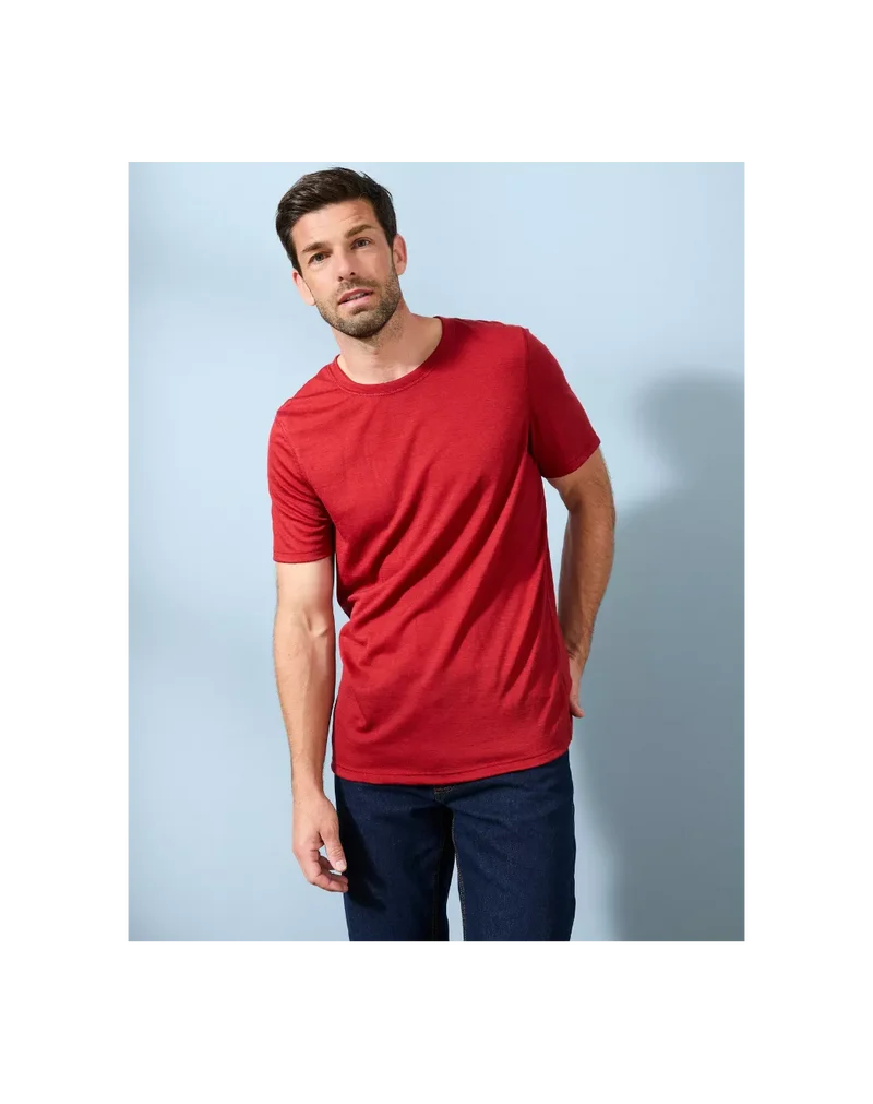 T-shirt laine merinos Homme rouge
