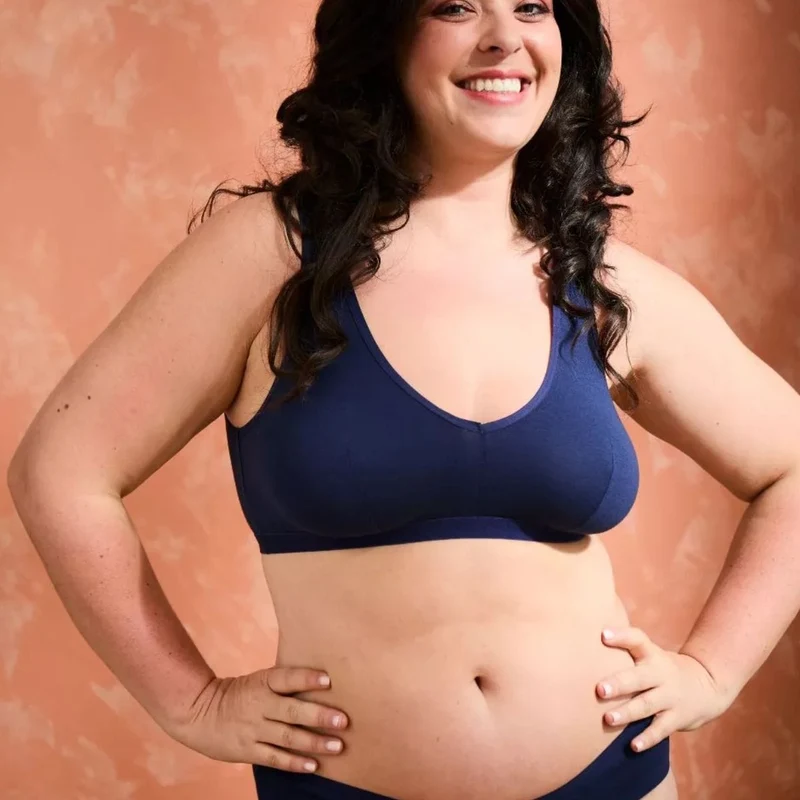 Brassière coton marine à pince