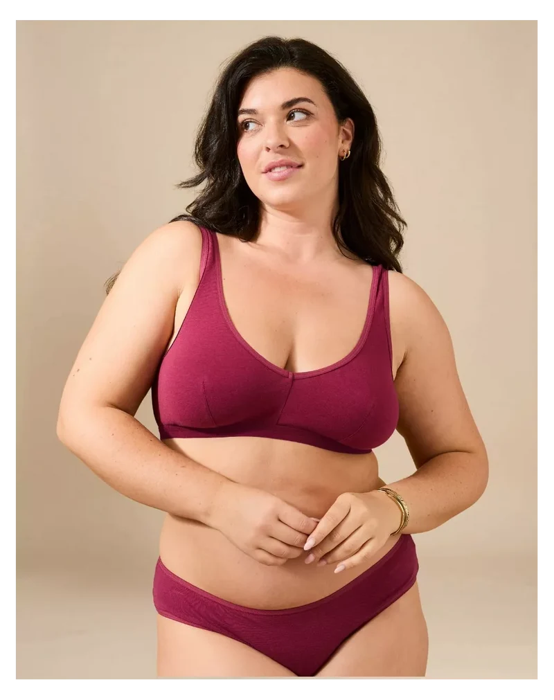 Brassière coton bordeaux à pince