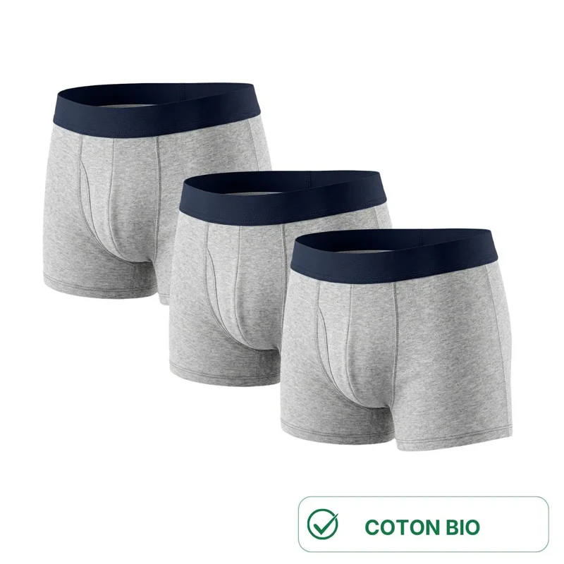 Pack de 3 BOXERS GRIS en coton