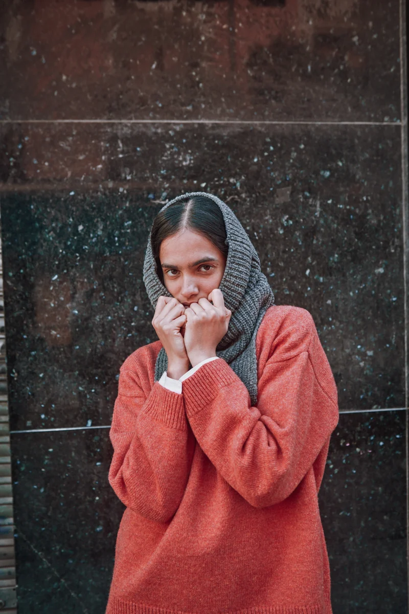 MARCELINA Hood in Merino Wool - Ash Grey