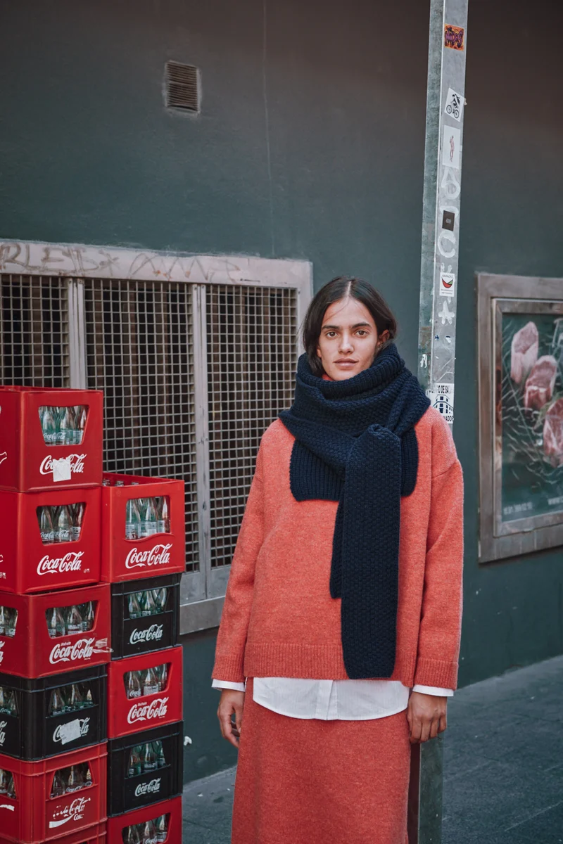 MARCELINA Hood in Merino Wool - Navy