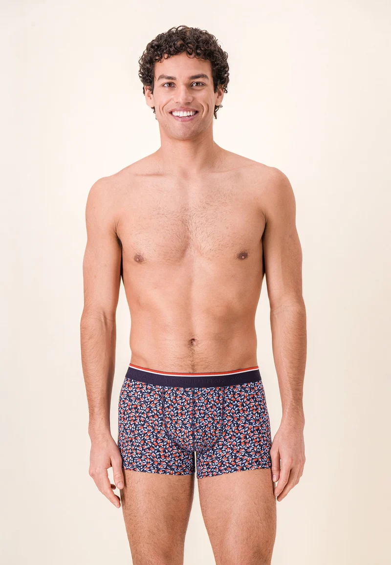 Lot de 2 boxers en coton - Boxers Marine Rose Rouge Brique