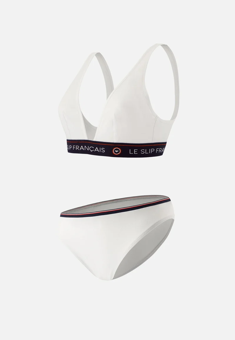 Ensemble culotte soutien-gorge triangle en coton - Séduisante Lucette Blanc