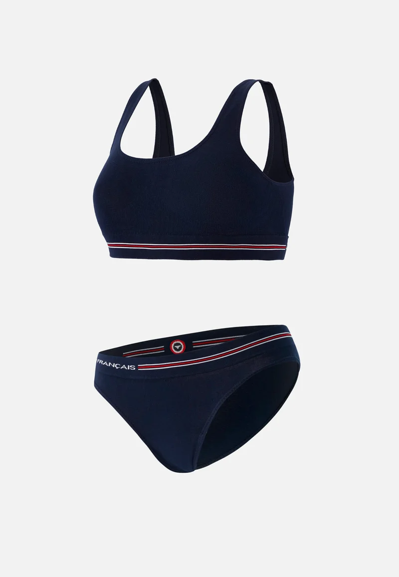 Ensemble Culotte Brassière En Coton Sans Couture - Ensemble Cathy Anaïs Marine