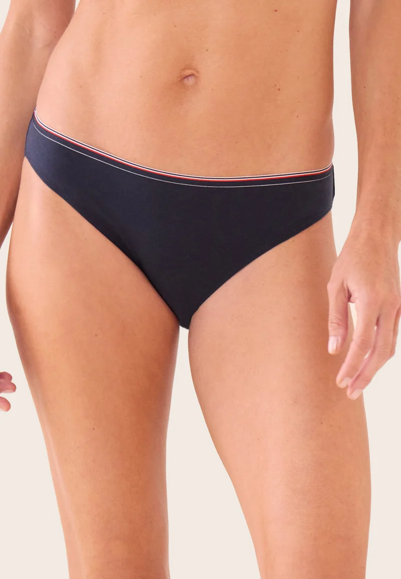 Lot de 7 culottes en coton - Lucette Blanc Marine Noir Gris Marinière Rouge Marine