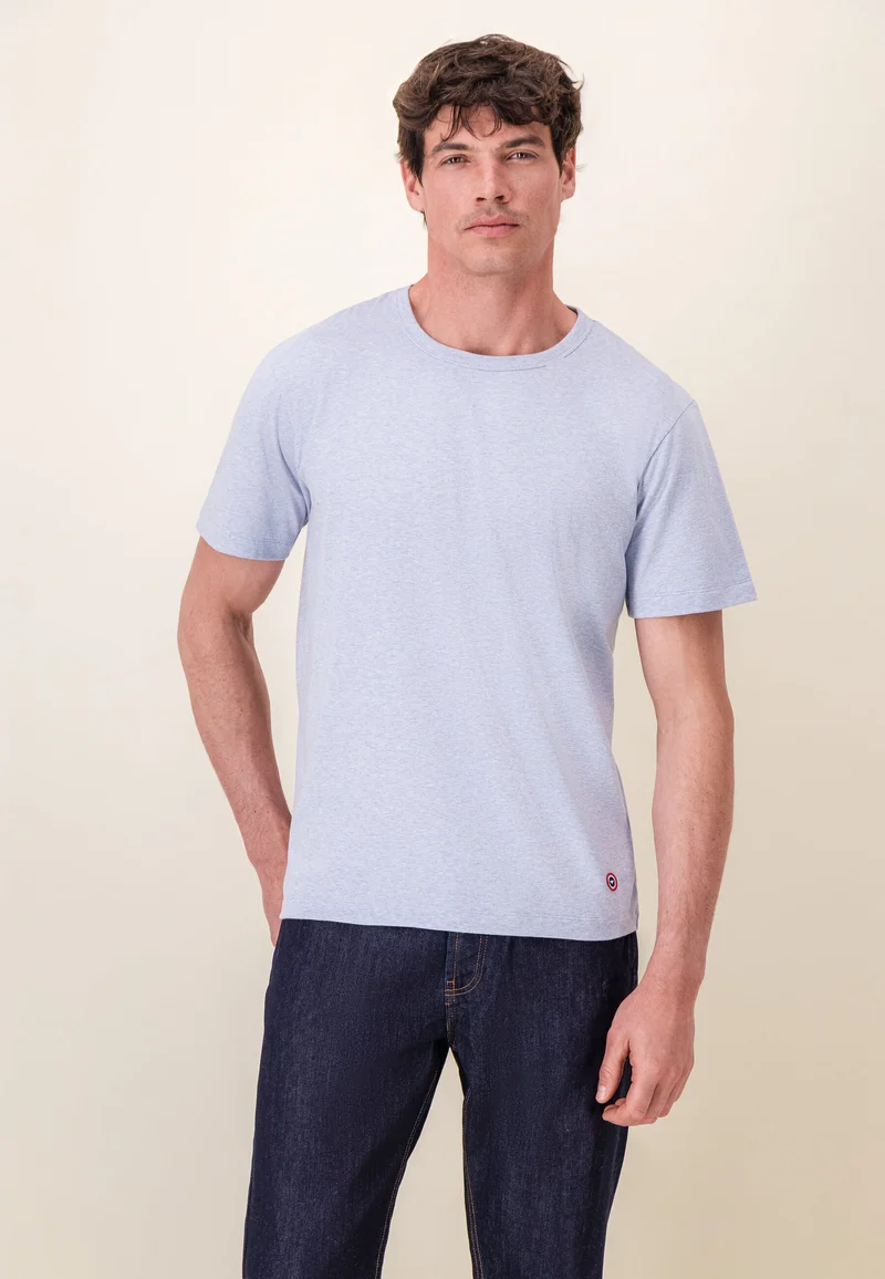 Lot de 3 T-shirts manches courtes en coton - T-Shirts Manches Courtes Formidable Blanc Bleu Ciel Chiné Marine