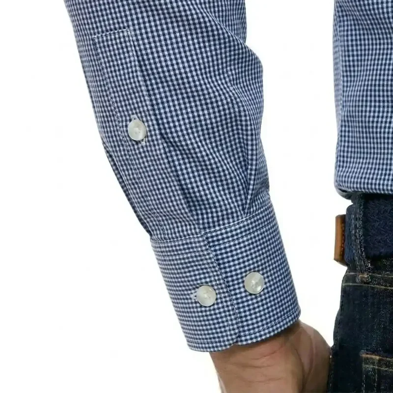 Chemise à carreaux 100% popeline coton marine