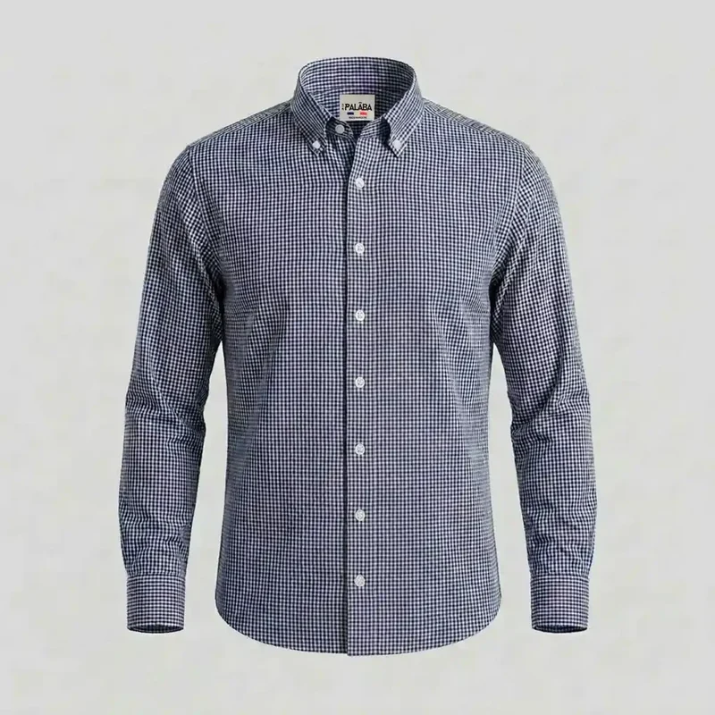 Chemise à carreaux 100% popeline coton marine