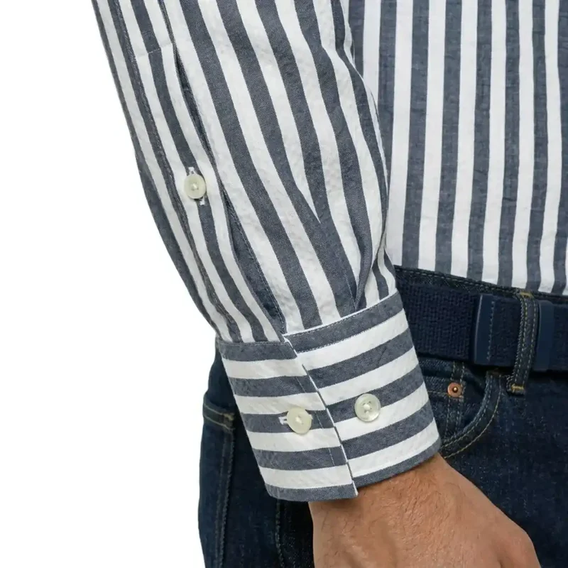 Chemise rayée bleu marine homme | Rayure large
