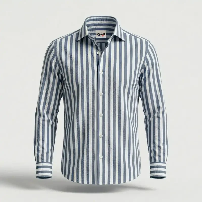 Chemise rayée bleu marine homme | Rayure large