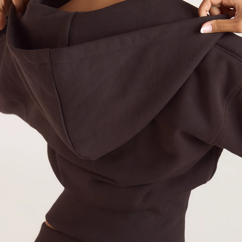 Sweat à Capuche Ajusté - Chocolat Noir