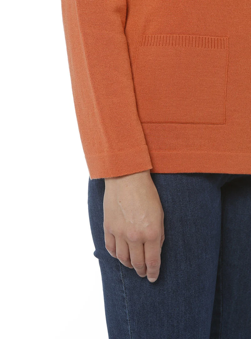 Cardigan femme laine mérinos orange tendre