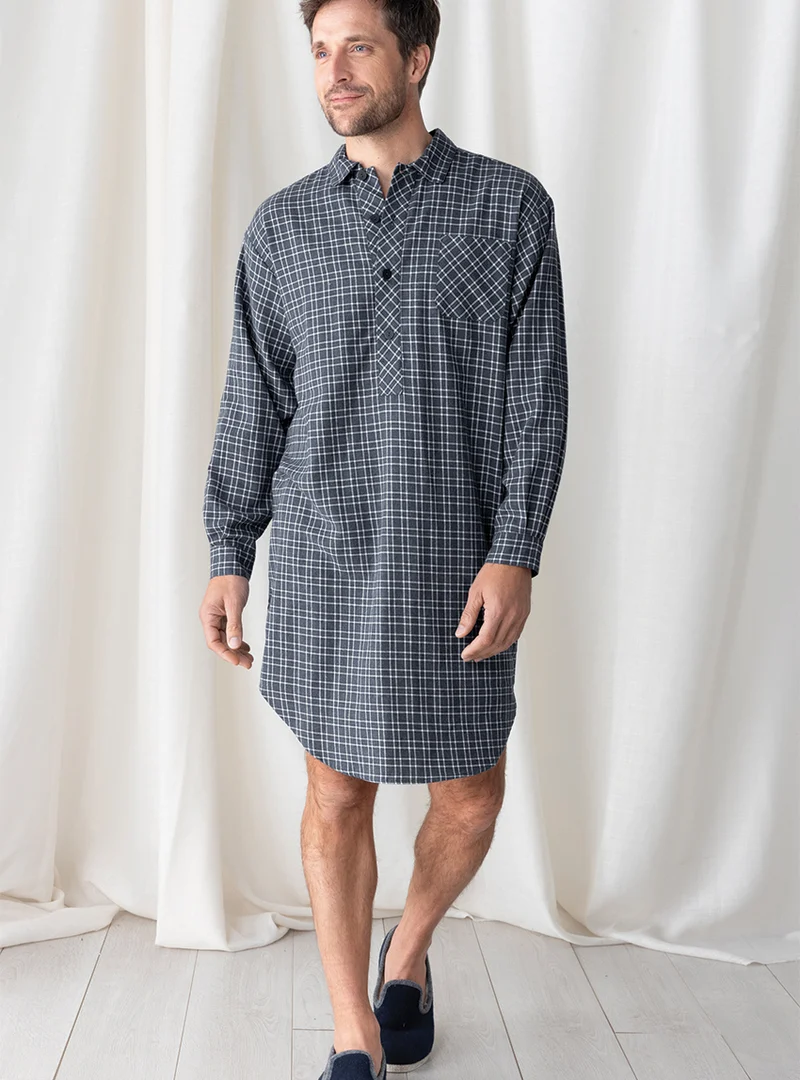 Liquette chaude homme en coton ecossais bleu