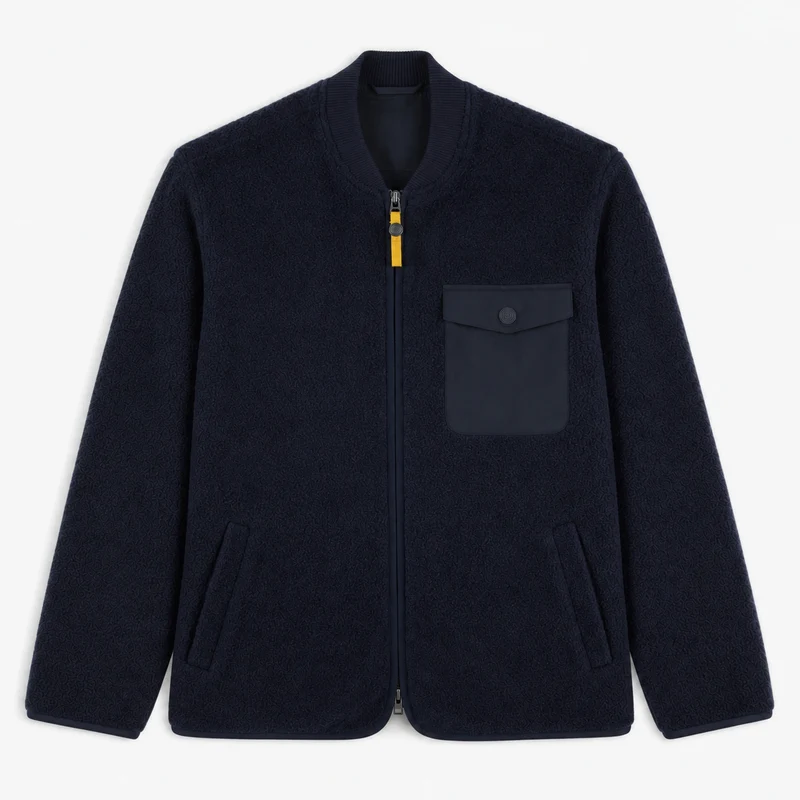 Blouson polaire moutonné bleu marine foncé Marcel