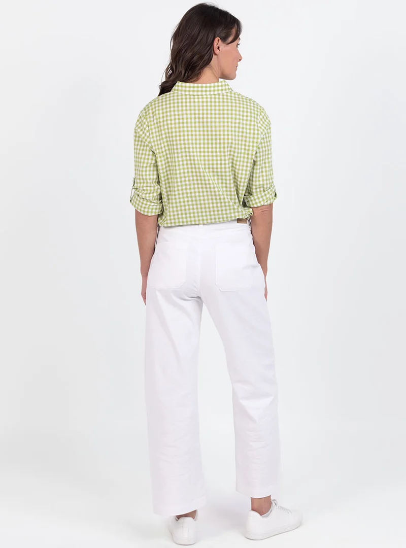 Chemise femme en coton vichy vert anis