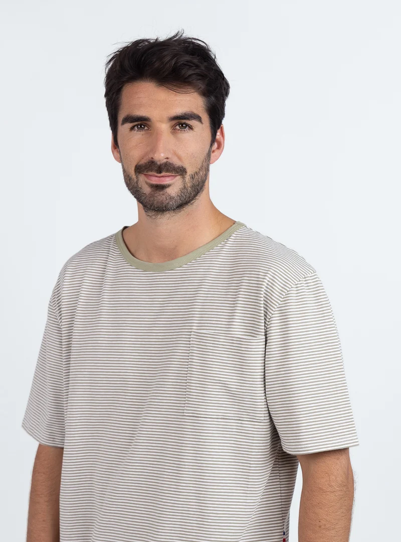 Pyjashort homme en coton rayé vert tilleul