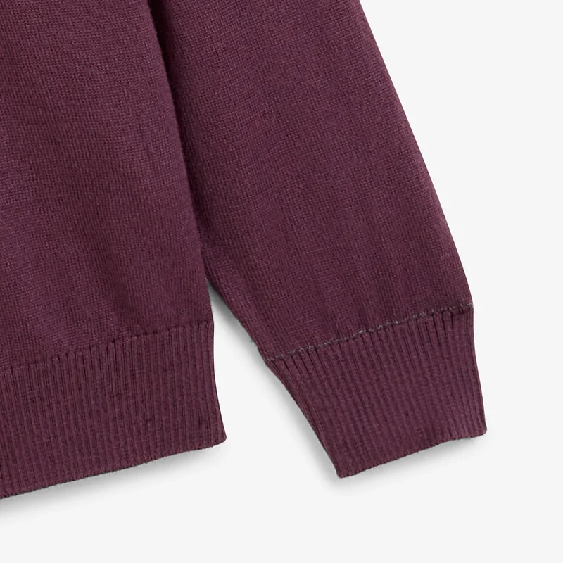 Pull col rond mérinos en laine mélangée rouge Mao Essentiel