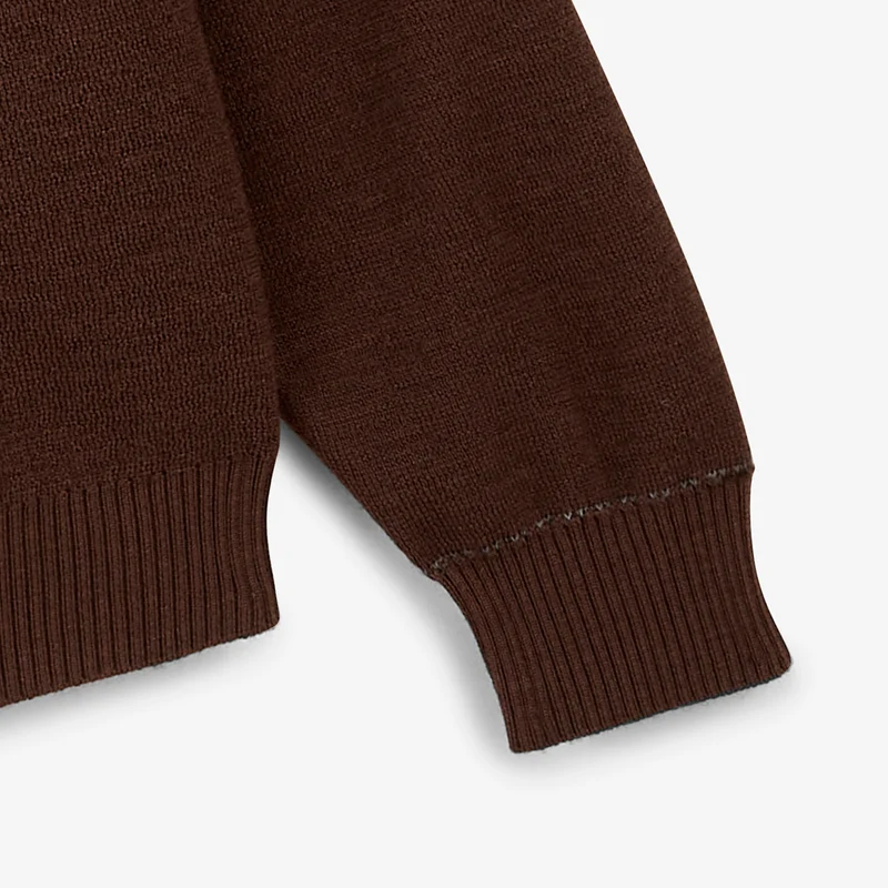 Gilet laine mérinos full zip marron Malone