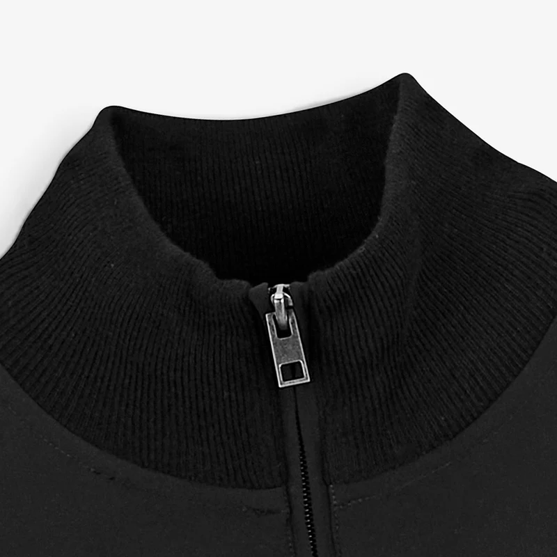 Gilet zippé bi-matière noir Melton