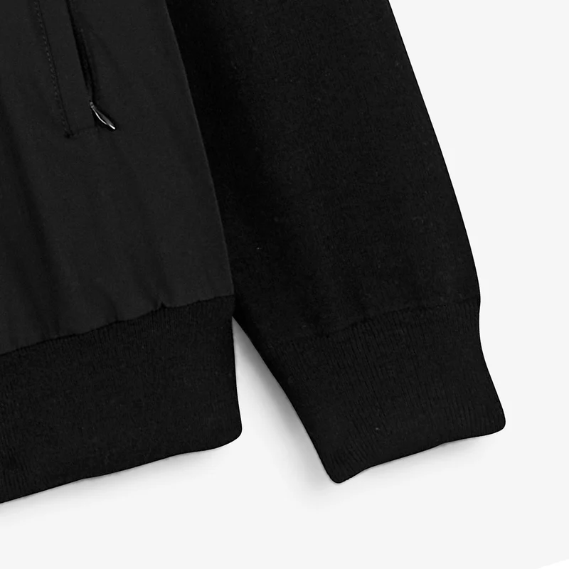 Gilet zippé bi-matière noir Melton