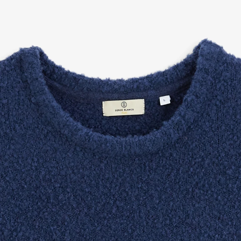Pull laine bouclette col rond bleu indigo Murray SBPLAY