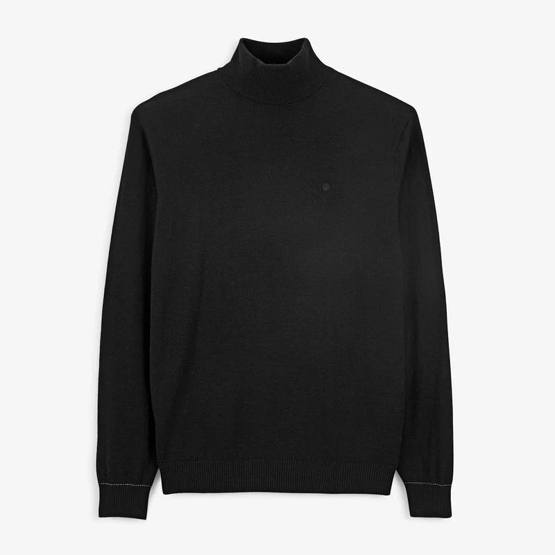 Pull laine col montant noir Massia