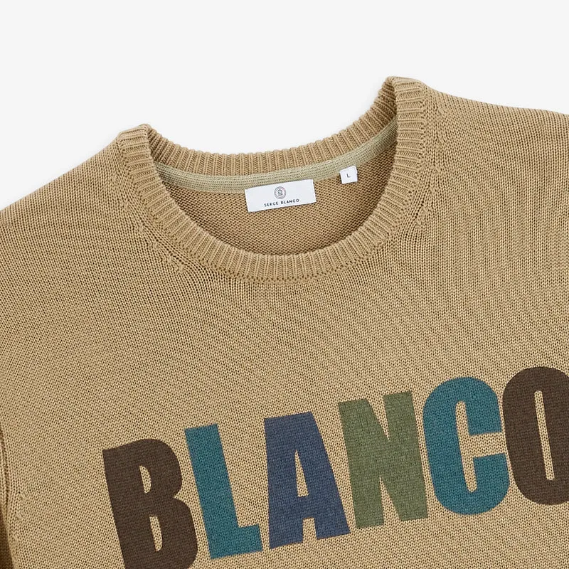 Pull jacquard laine col rond beige Mohan BLANCO BIARRITZ