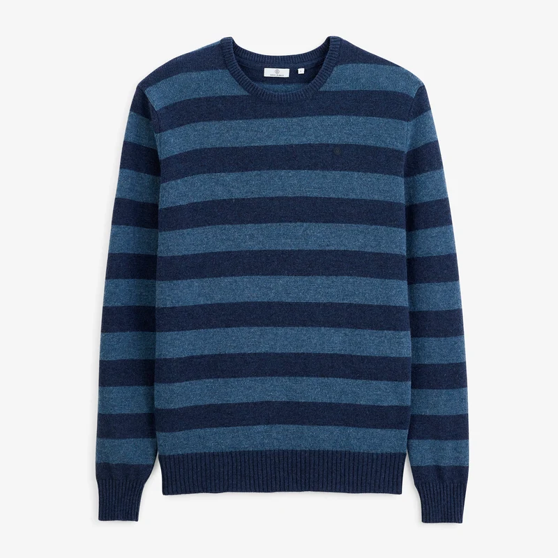 Pull rayé laine col rond bleu marine foncé Mirzan