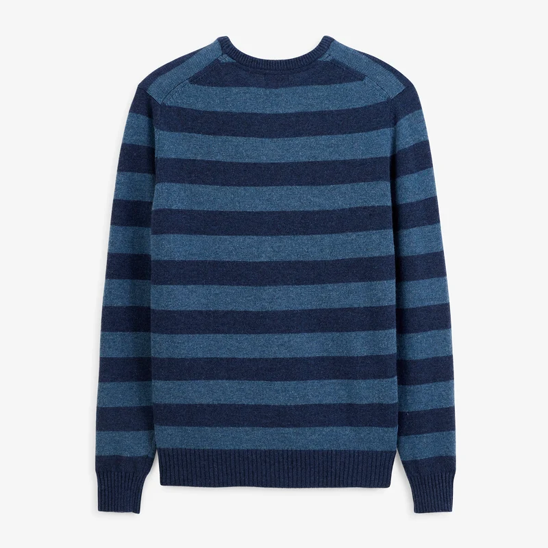Pull rayé laine col rond bleu marine foncé Mirzan