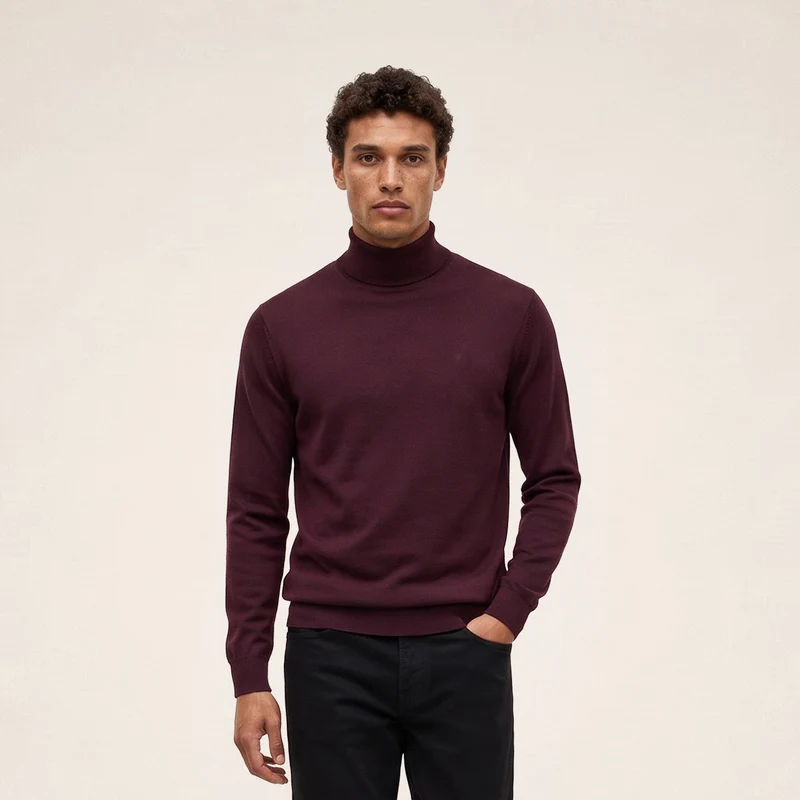 Pull laine col montant rouge Massia
