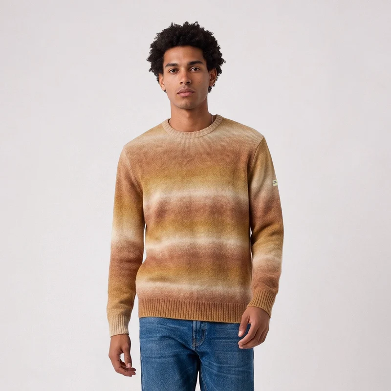 Pull dégradé col rond marron caramel Merlin SBPLAY