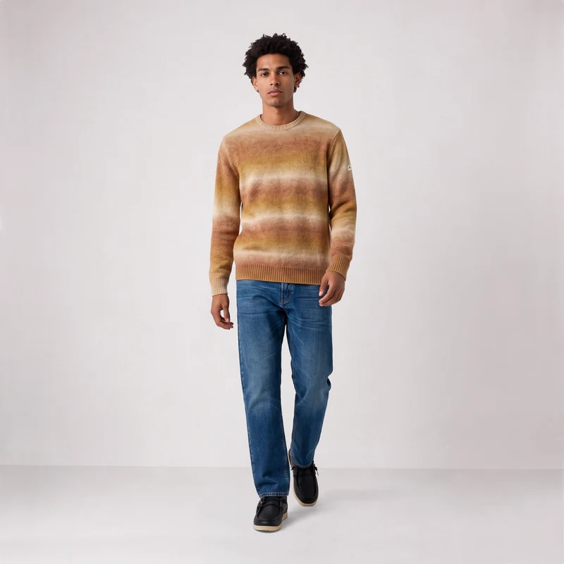Pull dégradé col rond marron caramel Merlin SBPLAY