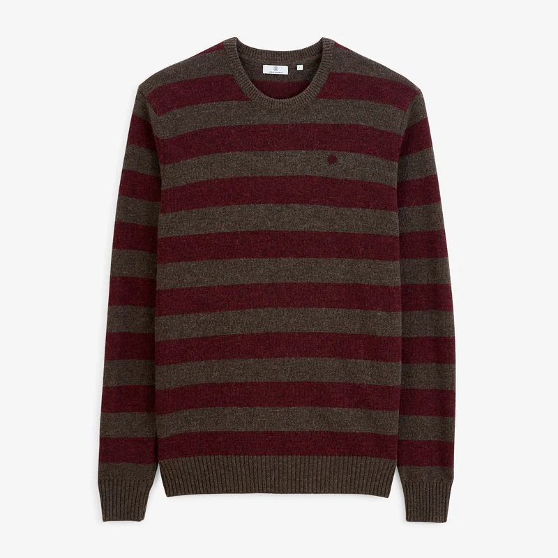 Pull rayé laine col rond marron Mirzan