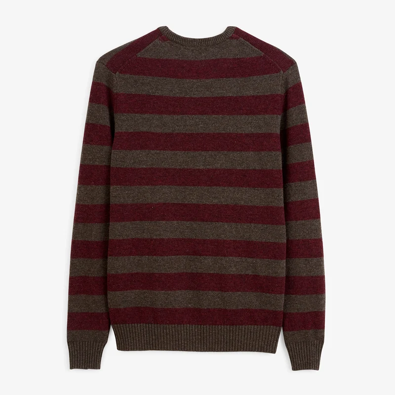Pull rayé laine col rond marron Mirzan