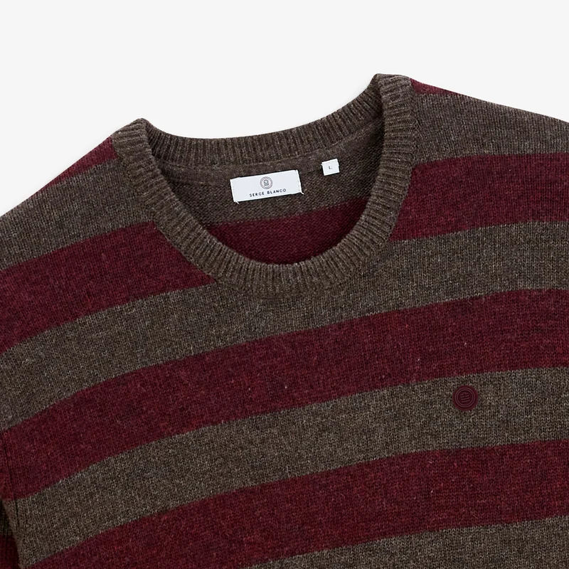 Pull rayé laine col rond marron Mirzan