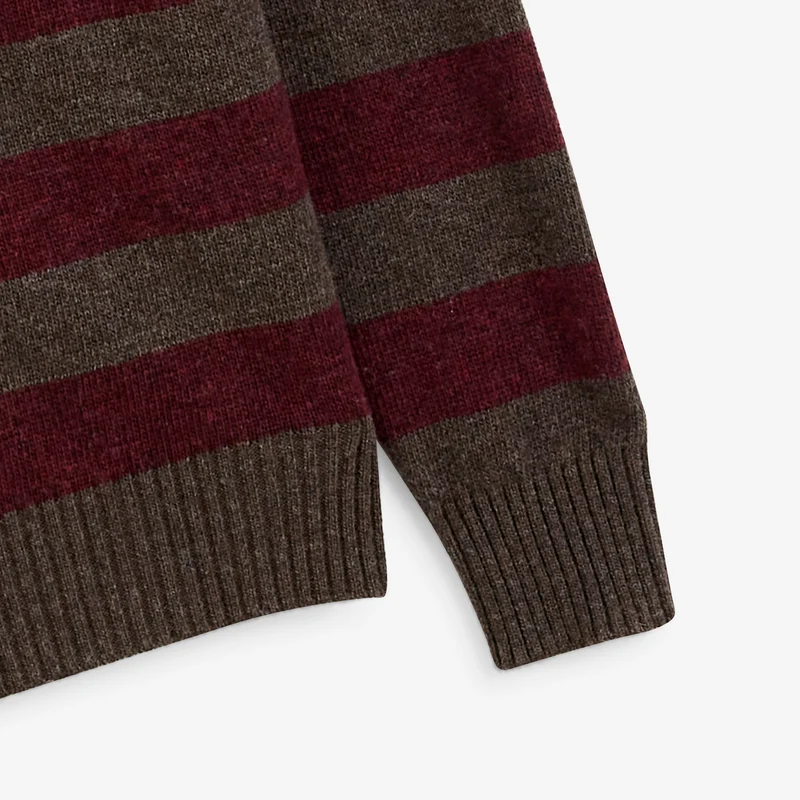 Pull rayé laine col rond marron Mirzan