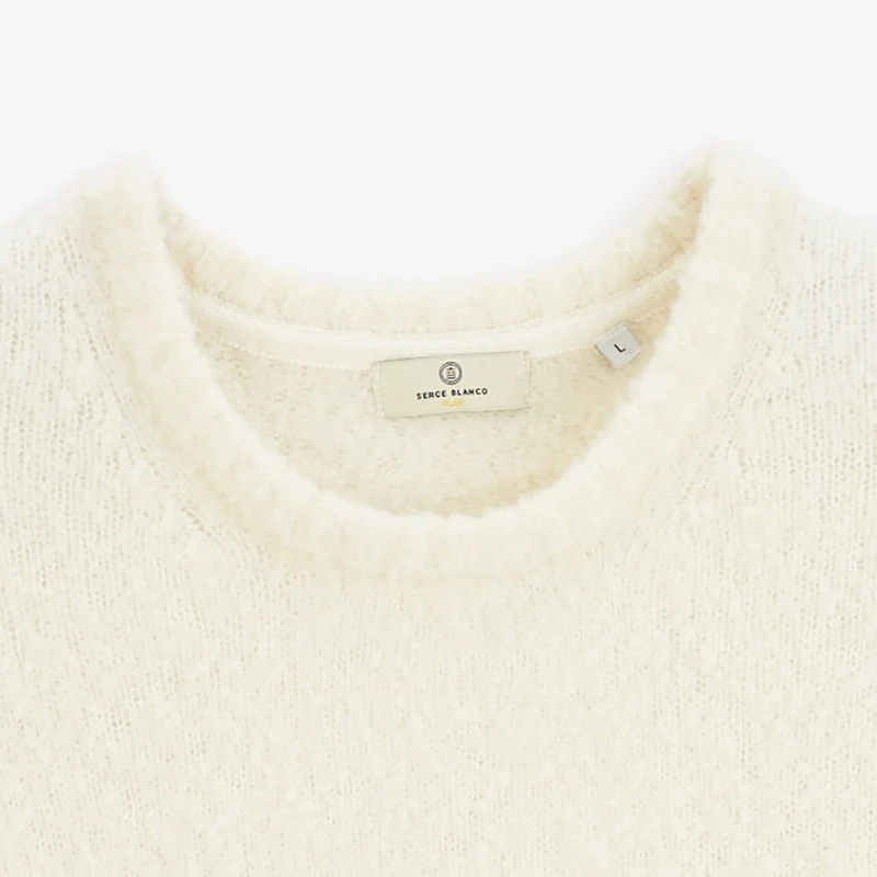 Pull laine bouclette col rond blanc ivoire Murray SBPLAY