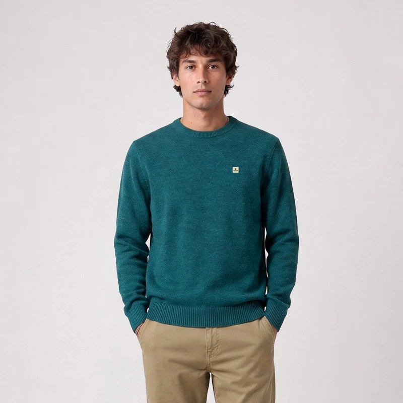 Pull col rond laine lambswool bleu canard Madani SBPLAY
