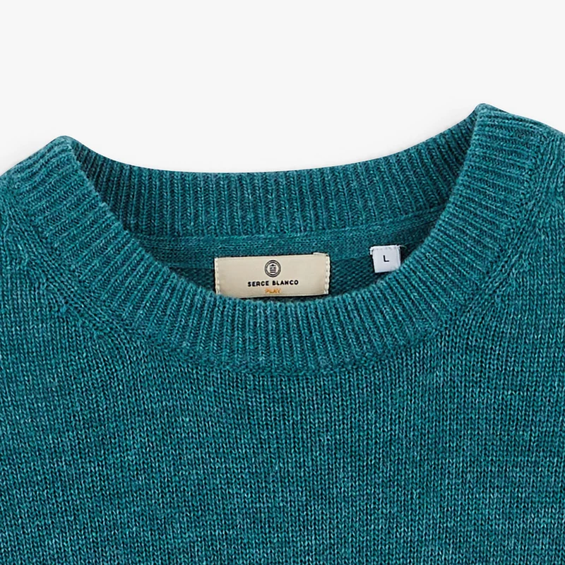 Pull col rond laine lambswool bleu canard Madani SBPLAY