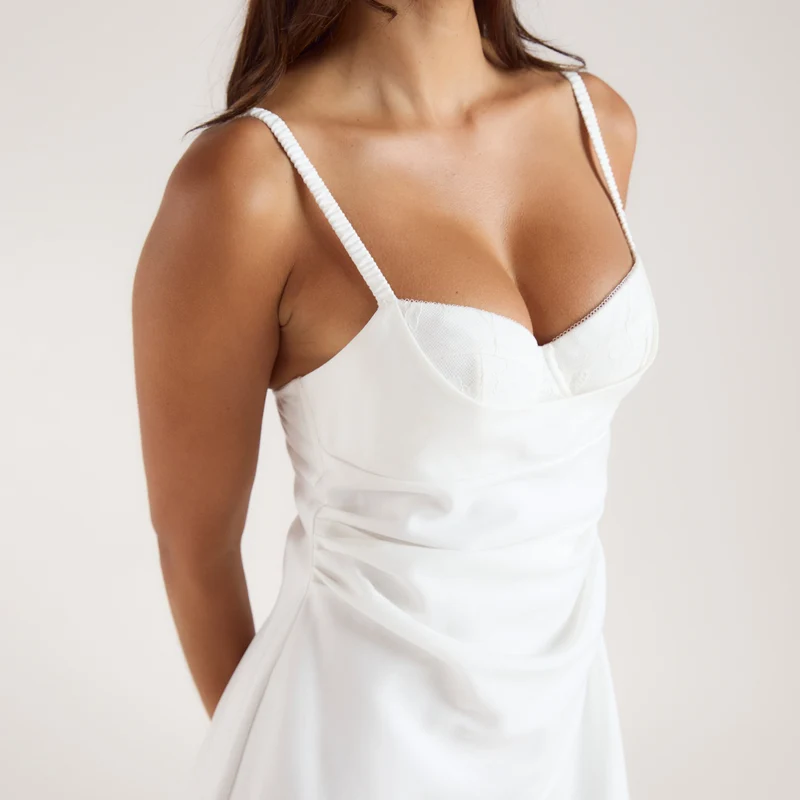 Robe Mini avec Soutien-gorge Intégré - Crème