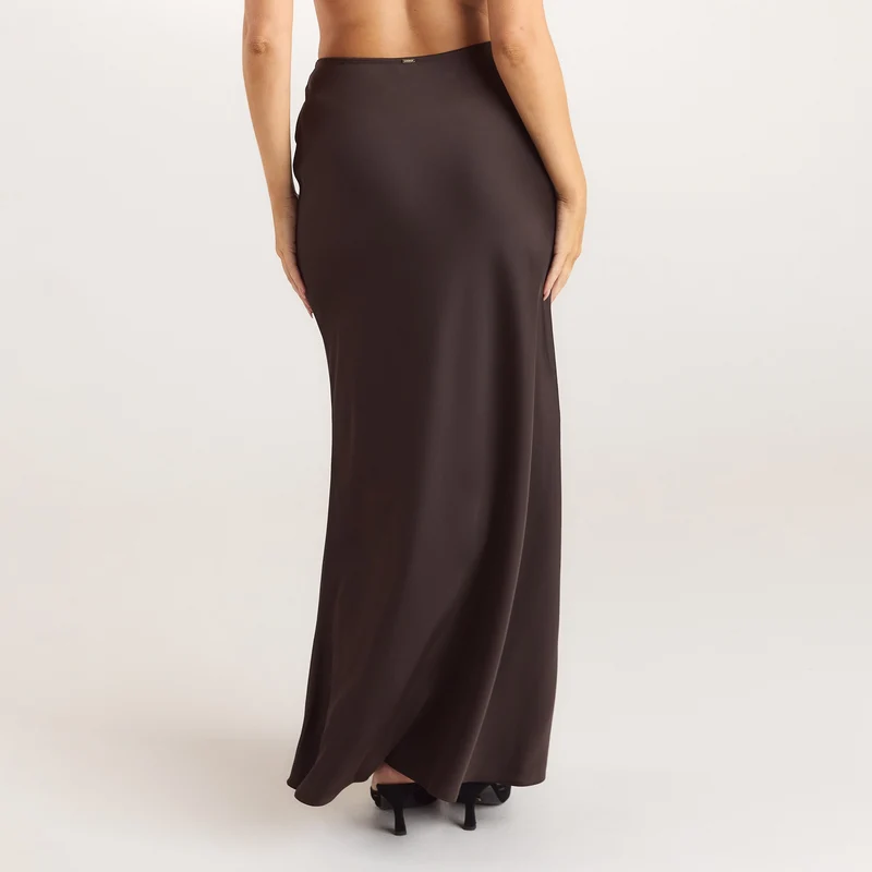 Jupe Maxi en Satin - Chocolat