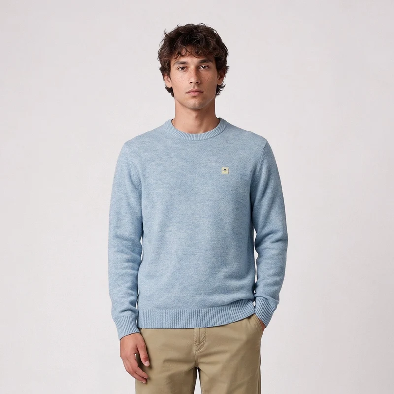 Pull col rond laine lambswool bleu ciel Madani SBPLAY