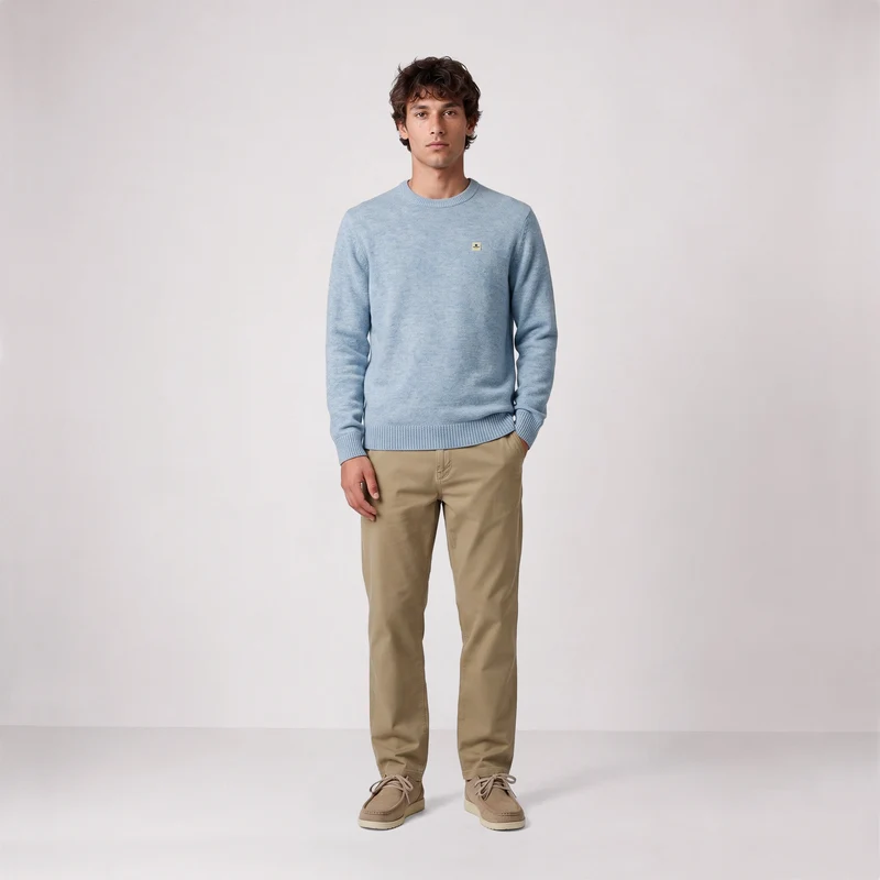 Pull col rond laine lambswool bleu ciel Madani SBPLAY