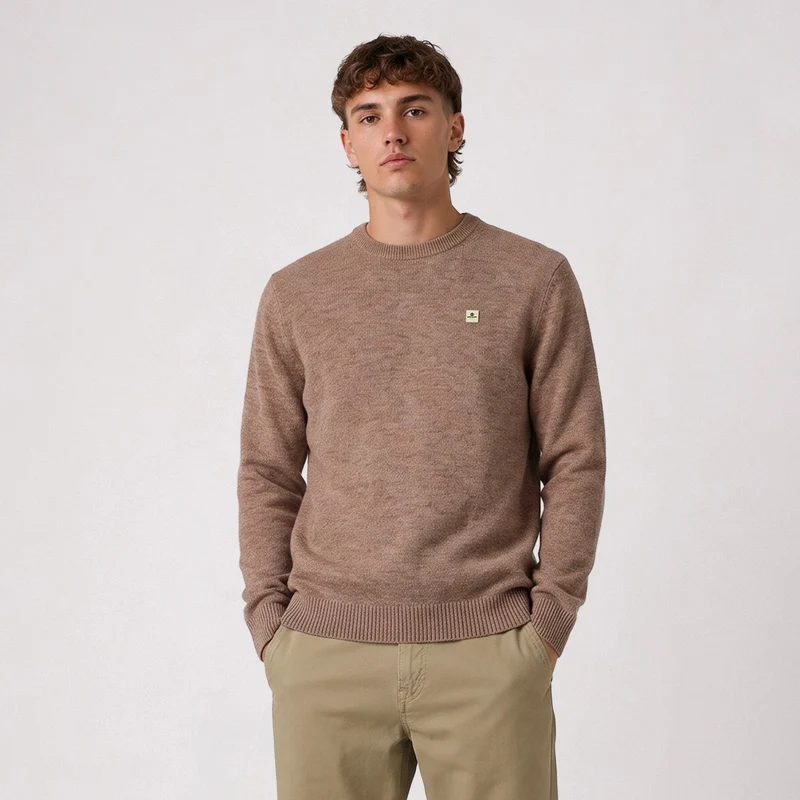 Pull col rond laine lambswool beige Madani SBPLAY